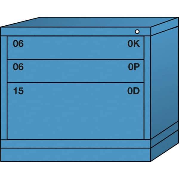 Lyon - 3 Drawer, Standard Desk Height - Single Drawer Access Cabinet - Steel, 30" Wide x 28-1/4" Deep x 26-7/8" High, Wedgewood Blue - Eagle Tool & Supply