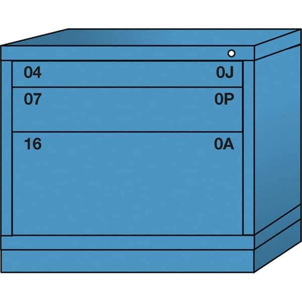 Lyon - 3 Drawer, Standard Desk Height - Single Drawer Access Cabinet - Steel, 30" Wide x 28-1/4" Deep x 26-7/8" High, Wedgewood Blue - Eagle Tool & Supply