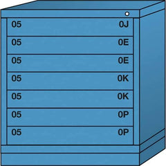 Lyon - 7 Drawer, Standard Bench Height - Single Drawer Access Cabinet - Steel, 30" Wide x 28-1/4" Deep x 33-1/4" High, Wedgewood Blue - Eagle Tool & Supply