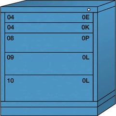 Lyon - 5 Drawer, Standard Bench Height - Single Drawer Access Cabinet - Steel, 30" Wide x 28-1/4" Deep x 33-1/4" High, Wedgewood Blue - Eagle Tool & Supply