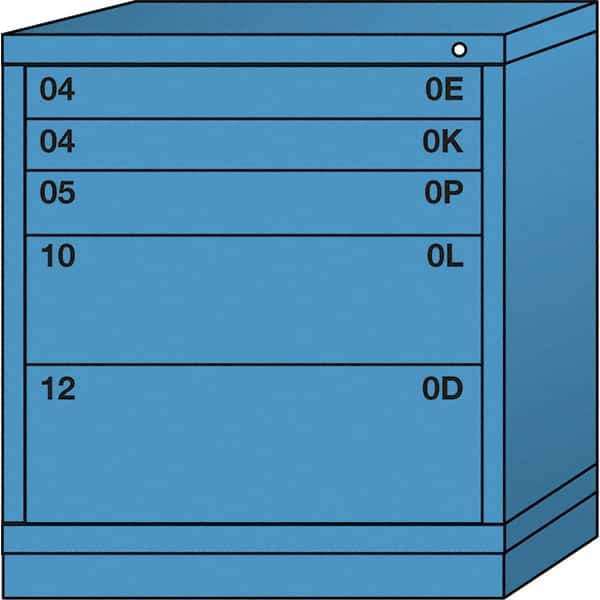 Lyon - 5 Drawer, Standard Bench Height - Multiple Drawer Access Cabinet - Steel, 30" Wide x 28-1/4" Deep x 33-1/4" High, Wedgewood Blue - Eagle Tool & Supply