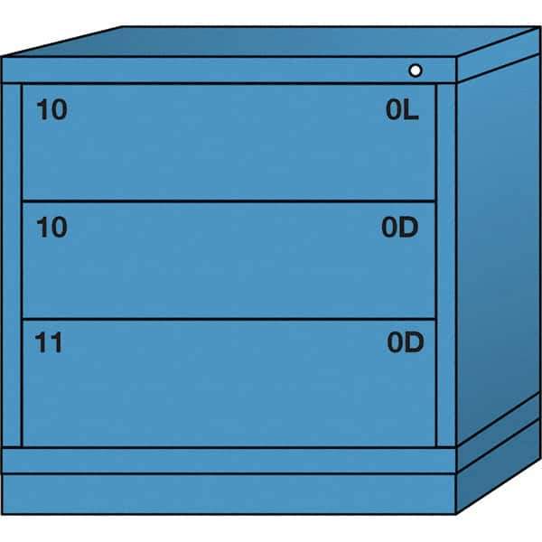 Lyon - 3 Drawer, Standard Table Height - Single Drawer Access Cabinet - Steel, 30" Wide x 28-1/4" Deep x 30-1/8" High, Wedgewood Blue - Eagle Tool & Supply