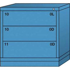 Lyon - 3 Drawer, Standard Table Height - Multiple Drawer Access Cabinet - Steel, 30" Wide x 28-1/4" Deep x 30-1/8" High, Wedgewood Blue - Eagle Tool & Supply
