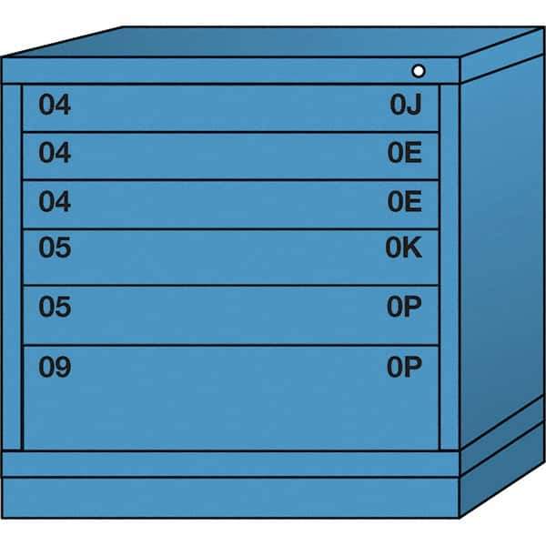 Lyon - 6 Drawer, Standard Table Height - Multiple Drawer Access Cabinet - Steel, 30" Wide x 28-1/4" Deep x 30-1/8" High, Wedgewood Blue - Eagle Tool & Supply