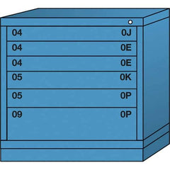 Lyon - 6 Drawer, Standard Table Height - Single Drawer Access Cabinet - Steel, 30" Wide x 28-1/4" Deep x 30-1/8" High, Wedgewood Blue - Eagle Tool & Supply