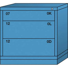 Lyon - 3 Drawer, Standard Table Height - Single Drawer Access Cabinet - Steel, 30" Wide x 28-1/4" Deep x 30-1/8" High, Wedgewood Blue - Eagle Tool & Supply