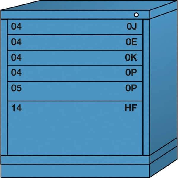 Lyon - 6 Drawer, Standard Bench Height - Single Drawer Access Cabinet - Steel, 30" Wide x 28-1/4" Deep x 33-1/4" High, Wedgewood Blue - Eagle Tool & Supply