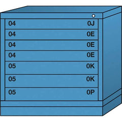 Lyon - 7 Drawer, Standard Table Height - Single Drawer Access Cabinet - Steel, 30" Wide x 28-1/4" Deep x 30-1/8" High, Wedgewood Blue - Eagle Tool & Supply