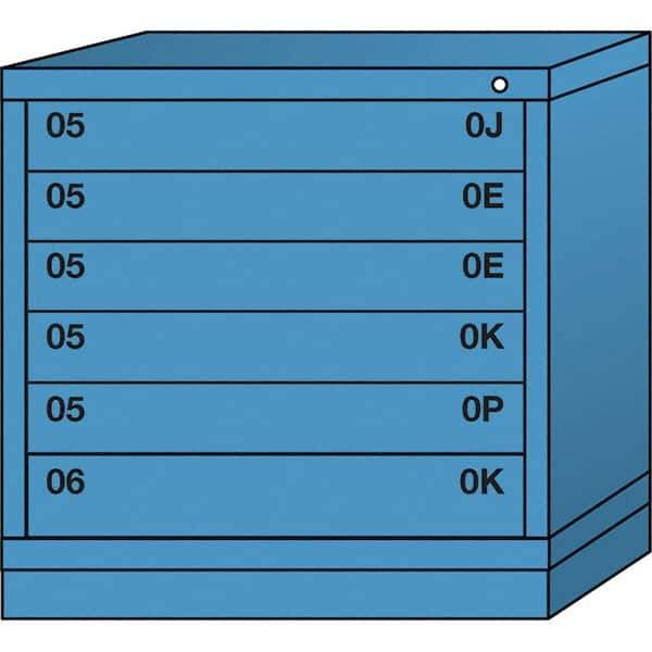 Lyon - 6 Drawer, Standard Table Height - Single Drawer Access Cabinet - Steel, 30" Wide x 28-1/4" Deep x 30-1/8" High, Wedgewood Blue - Eagle Tool & Supply