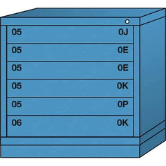 Lyon - 6 Drawer, Standard Table Height - Multiple Drawer Access Cabinet - Steel, 30" Wide x 28-1/4" Deep x 30-1/8" High, Wedgewood Blue - Eagle Tool & Supply