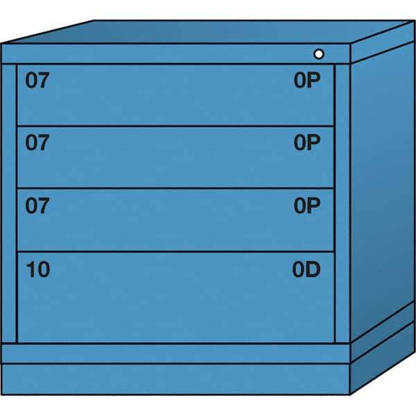 Lyon - 4 Drawer, Standard Table Height - Single Drawer Access Cabinet - Steel, 30" Wide x 28-1/4" Deep x 30-1/8" High, Wedgewood Blue - Eagle Tool & Supply