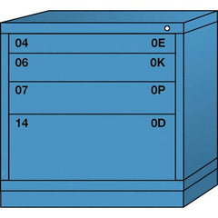 Lyon - 4 Drawer, Standard Table Height - Single Drawer Access Cabinet - Steel, 30" Wide x 28-1/4" Deep x 30-1/8" High, Wedgewood Blue - Eagle Tool & Supply