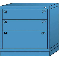 Lyon - 3 Drawer, Standard Table Height - Single Drawer Access Cabinet - Steel, 30" Wide x 28-1/4" Deep x 30-1/8" High, Wedgewood Blue - Eagle Tool & Supply