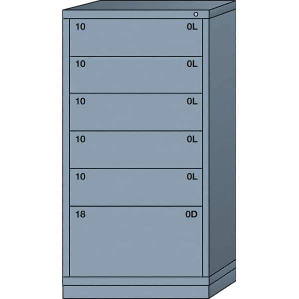 Lyon - 6 Drawer, Standard Eye-Level - Multiple Drawer Access Cabinet - Steel, 30" Wide x 28-1/4" Deep x 59-1/4" High, Dove Gray - Eagle Tool & Supply
