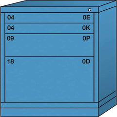 Lyon - 4 Drawer, Standard Bench Height - Single Drawer Access Cabinet - Steel, 30" Wide x 28-1/4" Deep x 33-1/4" High, Wedgewood Blue - Eagle Tool & Supply
