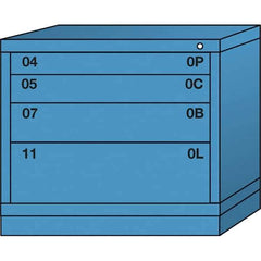 Lyon - 4 Drawer, Standard Desk Height - Multiple Drawer Access Cabinet - Steel, 30" Wide x 28-1/4" Deep x 26-7/8" High, Wedgewood Blue - Eagle Tool & Supply