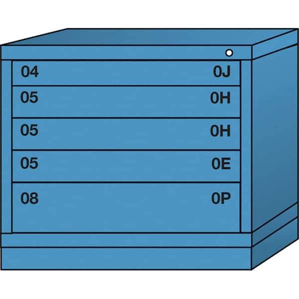 Lyon - 5 Drawer, Standard Desk Height - Single Drawer Access Cabinet - Steel, 30" Wide x 28-1/4" Deep x 26-7/8" High, Wedgewood Blue - Eagle Tool & Supply