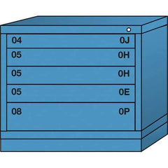 Lyon - 5 Drawer, Standard Desk Height - Single Drawer Access Cabinet - Steel, 30" Wide x 28-1/4" Deep x 26-7/8" High, Wedgewood Blue - Eagle Tool & Supply