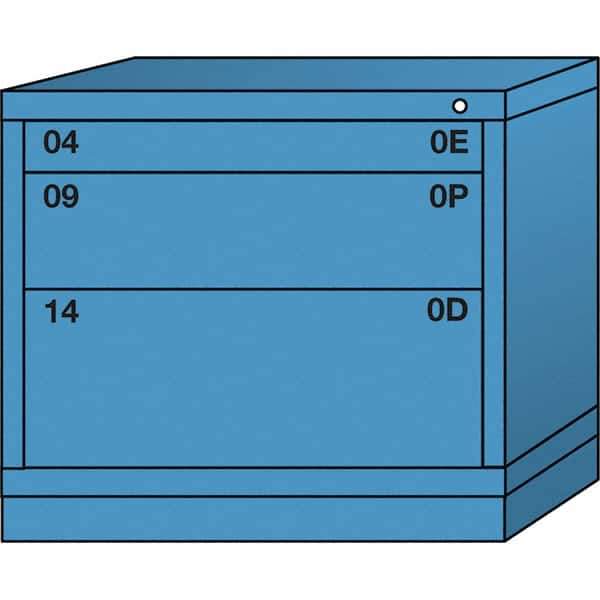 Lyon - 3 Drawer, Standard Desk Height - Single Drawer Access Cabinet - Steel, 30" Wide x 28-1/4" Deep x 26-7/8" High, Wedgewood Blue - Eagle Tool & Supply