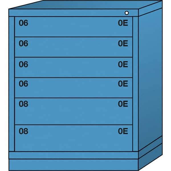 Lyon - 6 Drawer, Standard Mid-Range - Single Drawer Access Cabinet - Steel, 30" Wide x 28-1/4" Deep x 37-15/79" High, Wedgewood Blue - Eagle Tool & Supply