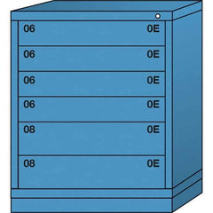 Lyon - 6 Drawer, Standard Mid-Range - Multiple Drawer Access Cabinet - Steel, 30" Wide x 28-1/4" Deep x 37-15/79" High, Wedgewood Blue - Eagle Tool & Supply