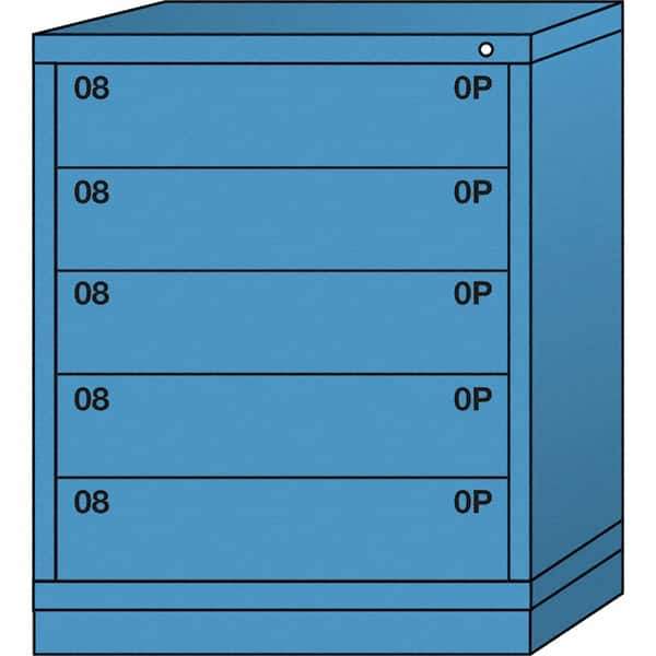 Lyon - 5 Drawer, Standard Mid-Range - Single Drawer Access Cabinet - Steel, 30" Wide x 28-1/4" Deep x 37-15/79" High, Wedgewood Blue - Eagle Tool & Supply