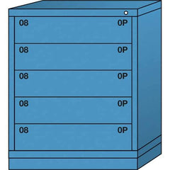 Lyon - 5 Drawer, Standard Mid-Range - Single Drawer Access Cabinet - Steel, 30" Wide x 28-1/4" Deep x 37-15/79" High, Wedgewood Blue - Eagle Tool & Supply