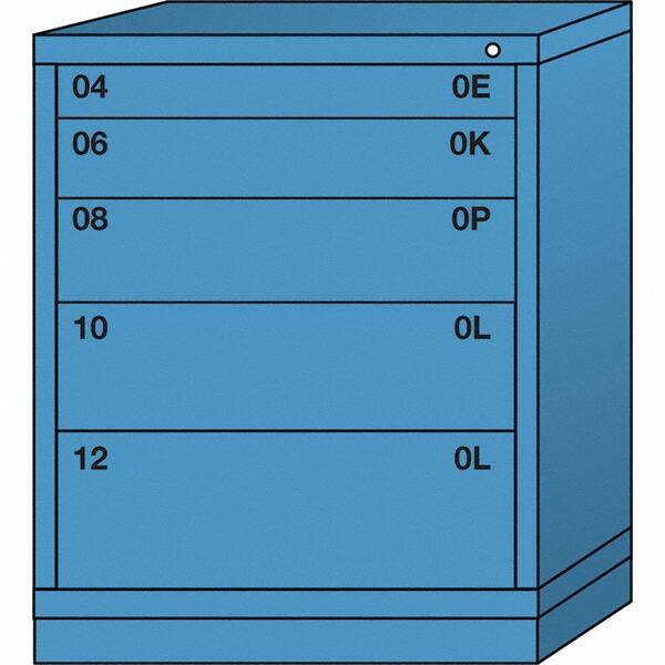Lyon - 5 Drawer, Standard Mid-Range - Single Drawer Access Cabinet - Steel, 30" Wide x 28-1/4" Deep x 37-15/79" High, Wedgewood Blue - Eagle Tool & Supply