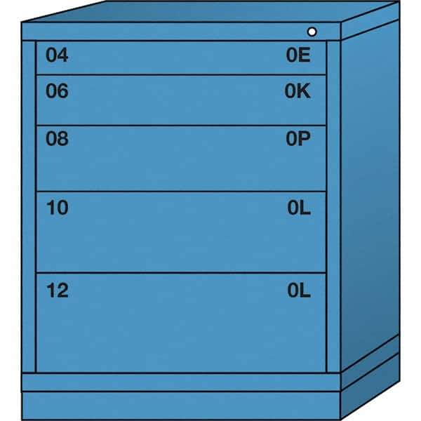 Lyon - 5 Drawer, Standard Mid-Range - Multiple Drawer Access Cabinet - Steel, 30" Wide x 28-1/4" Deep x 37-15/79" High, Wedgewood Blue - Eagle Tool & Supply