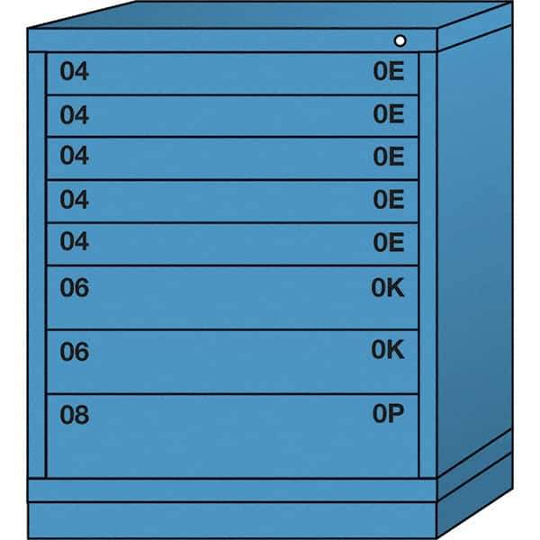 Lyon - 8 Drawer, Standard Mid-Range - Multiple Drawer Access Cabinet - Steel, 30" Wide x 28-1/4" Deep x 37-15/79" High, Wedgewood Blue - Eagle Tool & Supply