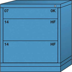 Lyon - 3 Drawer, Standard Bench Height -Multiple Drawer Access Cabinet - Steel, 30" Wide x 28-1/4" Deep x 33-1/4" High, Wedgewood Blue - Eagle Tool & Supply