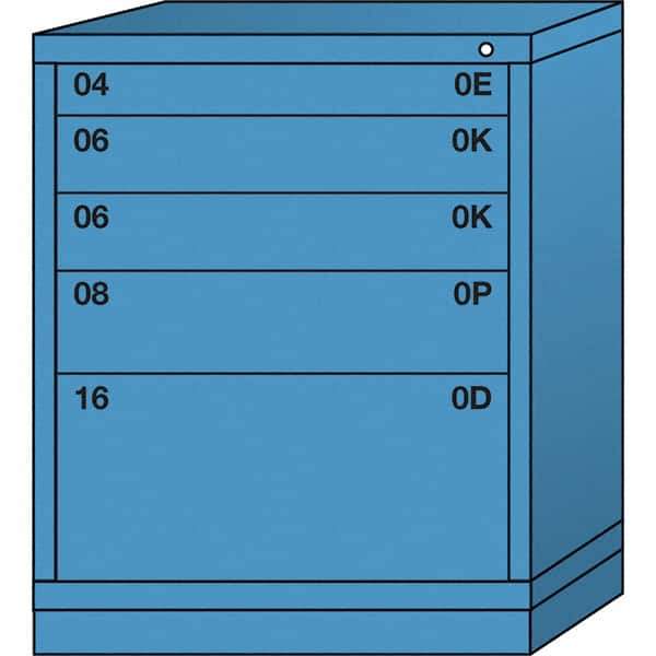 Lyon - 5 Drawer, Standard Mid-Range - Multiple Drawer Access Cabinet - Steel, 30" Wide x 28-1/4" Deep x 37-15/79" High, Wedgewood Blue - Eagle Tool & Supply