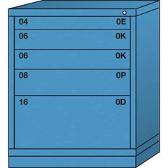 Lyon - 5 Drawer, Standard Mid-Range - Single Drawer Access Cabinet - Steel, 30" Wide x 28-1/4" Deep x 37-15/79" High, Wedgewood Blue - Eagle Tool & Supply
