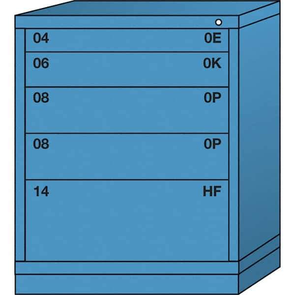 Lyon - 5 Drawer, Standard Mid-Range - Multiple Drawer Access Cabinet - Steel, 30" Wide x 28-1/4" Deep x 37-15/79" High, Wedgewood Blue - Eagle Tool & Supply