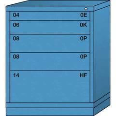 Lyon - 5 Drawer, Standard Mid-Range - Multiple Drawer Access Cabinet - Steel, 30" Wide x 28-1/4" Deep x 37-15/79" High, Wedgewood Blue - Eagle Tool & Supply