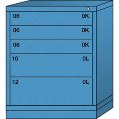 Lyon - 5 Drawer, Standard Mid-Range - Multiple Drawer Access Cabinet - Steel, 30" Wide x 28-1/4" Deep x 37-15/79" High, Wedgewood Blue - Eagle Tool & Supply