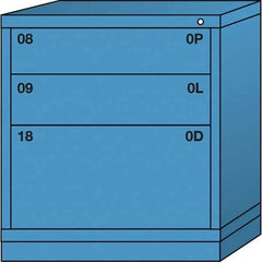 Lyon - 3 Drawer, Standard Bench Height - Multiple Drawer Access Cabinet - Steel, 30" Wide x 28-1/4" Deep x 33-1/4" High, Wedgewood Blue - Eagle Tool & Supply