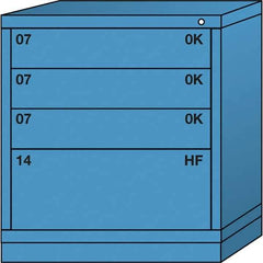 Lyon - 4 Drawer, Standard Bench Height - Single Drawer Access Cabinet - Steel, 30" Wide x 28-1/4" Deep x 33-1/4" High, Wedgewood Blue - Eagle Tool & Supply