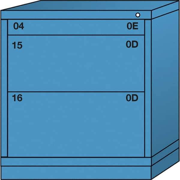 Lyon - 3 Drawer, Standard Bench Height - Single Drawer Access Cabinet - Steel, 30" Wide x 28-1/4" Deep x 33-1/4" High, Wedgewood Blue - Eagle Tool & Supply