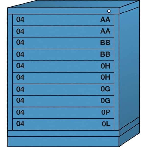 Lyon - 10 Drawer, Standard Mid-Range - Multiple Drawer Access Cabinet - Steel, 30" Wide x 28-1/4" Deep x 37-15/79" High, Wedgewood Blue - Eagle Tool & Supply