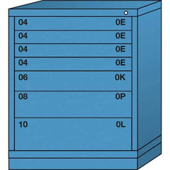 Lyon - 7 Drawer, Standard Mid-Range - Multiple Drawer Access Cabinet - Steel, 30" Wide x 28-1/4" Deep x 37-15/79" High, Wedgewood Blue - Eagle Tool & Supply