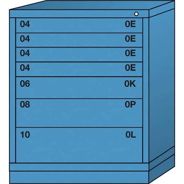 Lyon - 7 Drawer, Standard Mid-Range - Single Drawer Access Cabinet - Steel, 30" Wide x 28-1/4" Deep x 37-15/79" High, Wedgewood Blue - Eagle Tool & Supply