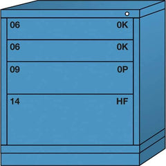 Lyon - 4 Drawer, Standard Bench Height - Multiple Drawer Access Cabinet - Steel, 30" Wide x 28-1/4" Deep x 33-1/4" High, Wedgewood Blue - Eagle Tool & Supply