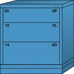 Lyon - 3 Drawer, Standard Bench Height - Single Drawer Access Cabinet - Steel, 30" Wide x 28-1/4" Deep x 33-1/4" High, Wedgewood Blue - Eagle Tool & Supply