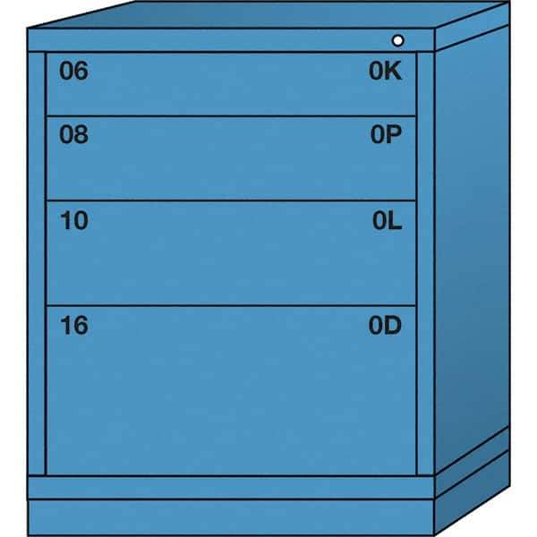 Lyon - 4 Drawer, Standard Mid-Range - Single Drawer Access Cabinet - Steel, 30" Wide x 28-1/4" Deep x 37-15/79" High, Wedgewood Blue - Eagle Tool & Supply