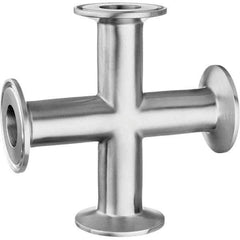 Value Collection - Sanitary Stainless Steel Pipe Fittings Type: Cross Style: Quick-Clamp - Eagle Tool & Supply