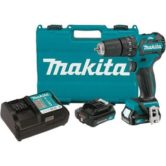 Makita - 12 Volt 3/8" Keyless Chuck Cordless Hammer Drill - 0 to 22,500 BPM, 0 to 1,500 RPM, Reversible - Eagle Tool & Supply