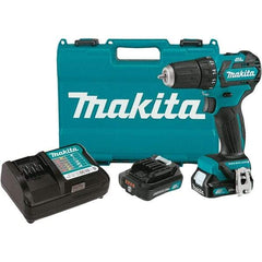 Makita - 12 Volt 3/8" Chuck Pistol Grip Handle Cordless Drill - 0-1500 RPM, Keyless Chuck, Reversible, 2 Lithium-Ion Batteries Included - Eagle Tool & Supply