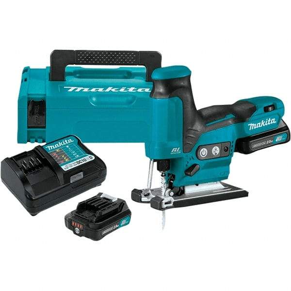 Makita - 12 Volt, 3,000 SPM, 7/8" Stroke Length, Lithium-Ion Cordless Jigsaw - 90° Cutting Angle, Series 12V MAX Battery Included - Eagle Tool & Supply