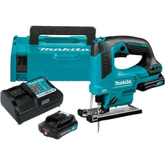 Makita - 12 Volt, 3,000 SPM, 7/8" Stroke Length, Lithium-Ion Cordless Jigsaw - 90° Cutting Angle, Series 12V MAX Battery Included - Eagle Tool & Supply